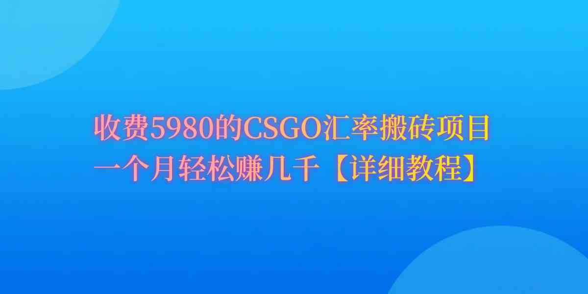 （9776期）CSGO装备搬砖，月综合收益率高达60%，你也可以！-68资源
