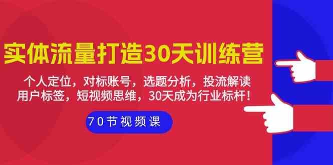 （9782期）实体-流量打造-30天训练营：个人定位，对标账号，选题分析，投流解读-70节-68资源