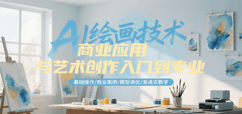 AI绘画技术商业应用与艺术创作入门到专业，基础操作/商业案例/模型调优/渐进式教学-68资源