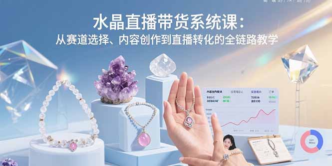 水晶直播带货系统课：从赛道选择、内容创作到直播转化的全链路教学-68资源