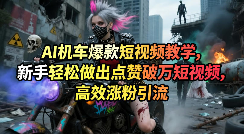 AI机车爆款短视频教学，新手轻松做出点赞破万短视频，高效涨粉引流-68资源