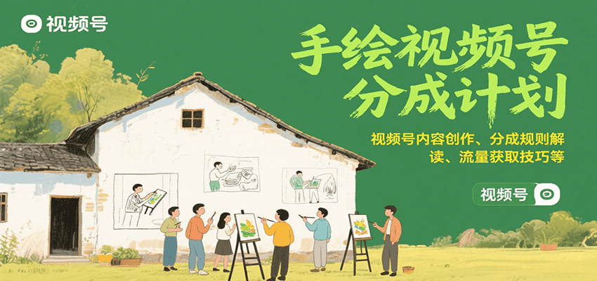 手绘视频号分成计划：视频号内容创作、分成规则解读、流量获取技巧等-68资源
