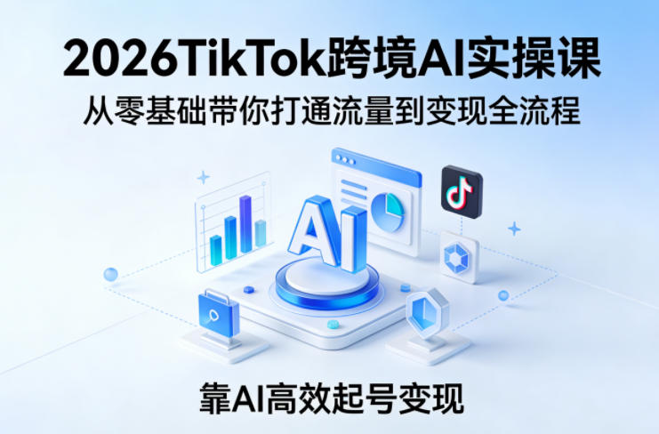 2026TikTok跨境AI实操课，从零基础带你打通流量到变现全流程，靠AI高效起号变现-68资源