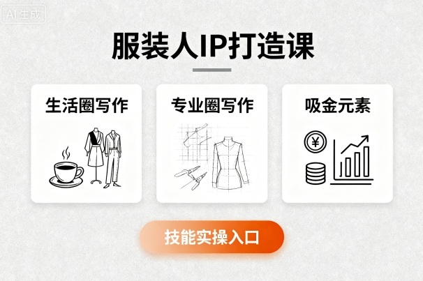 服装人IP打造课，文案创富+生活圈写作+专业圈写作+服装人专属+吸金元素+技能实操-68资源