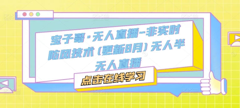 宝子哥·无人直播-非实时防风技术(更新25年7月)无人半无人直播-68资源