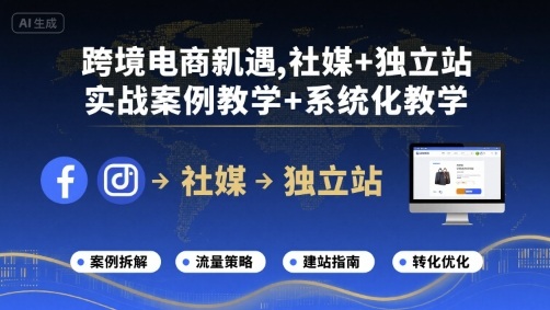 跨境电商新机遇，社媒+独立站，实战案例教学+系统化教学-68资源