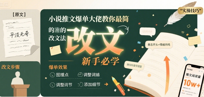 小说推文爆单大佬教你最简单的改文方法实操课，新手必学-68资源