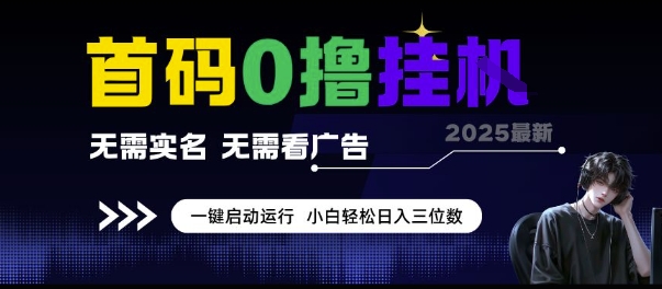 首码0撸挂G项目，无需实名无需看广告 一键启动运行，小白轻松日入三位数【揭秘】-68资源