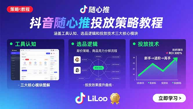 抖音随心推投放策略教程：涵盖工具认知、选品逻辑和投放技术三大核心模块-68资源