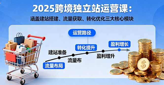 2025跨境独立站运营课：涵盖建站搭建、流量获取、转化优化三大核心模块-68资源