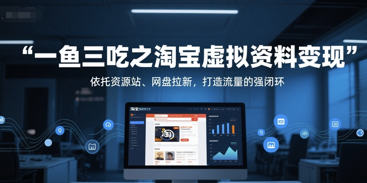 一鱼三吃之淘宝虚拟资料变现，依托资源站、网盘拉新，打造流量的强闭环-68资源