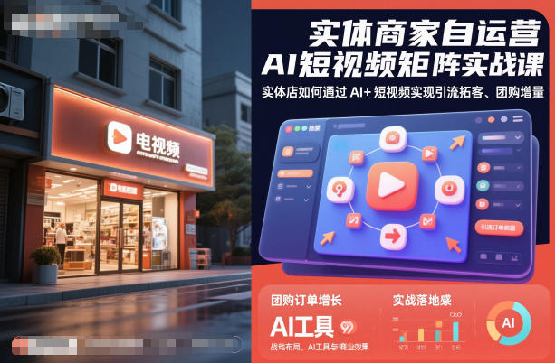 实体商家自运营AI短视频矩阵实战课，实体店如何通过AI+短视频实现引流拓客、团购增量-68资源