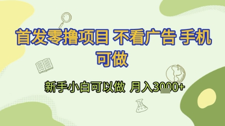 首发零撸项目 不看广告 手机可做 新手小白可以做  月入3k+【揭秘】-68资源