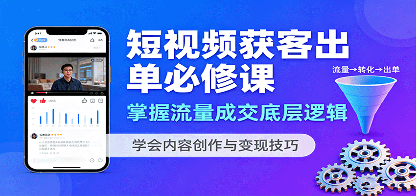 短视频获客出单必修课：掌握流量成交底层逻辑，学会内容创作与变现技巧-68资源
