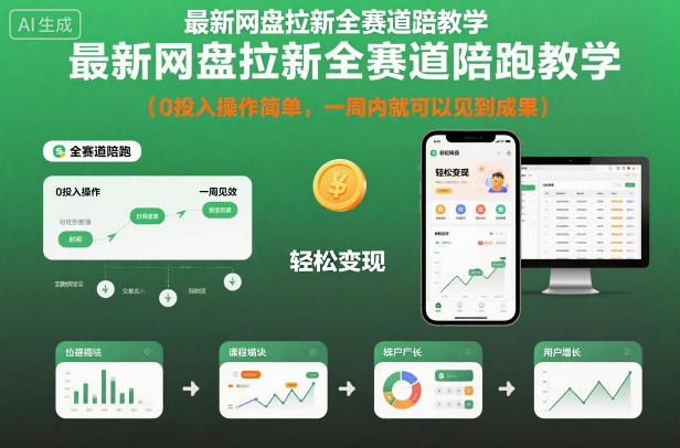 最新网盘拉新全赛道陪跑教学，0投入操作简单，一周内就可以见到成果-68资源
