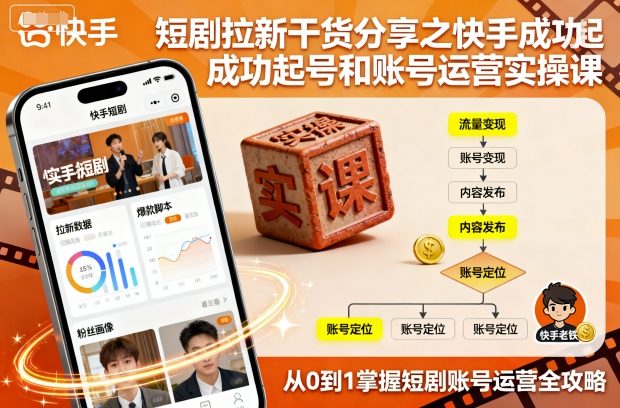 短剧拉新干货分享之快手成功起号和账号运营实操课-68资源