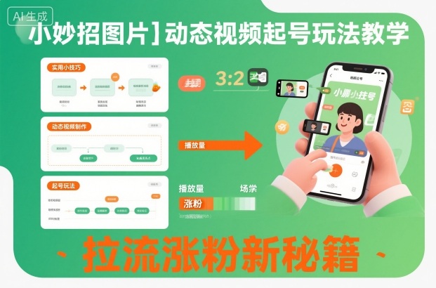小妙招图片＋动态视频起号玩法教学，拉流涨粉新秘籍-68资源