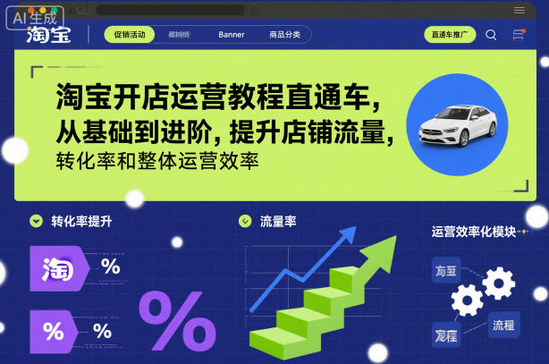 淘宝开店运营教程直通车，从基础到进阶，提升店铺流量，转化率和整体运营效率(更新26年4月10日)-68资源