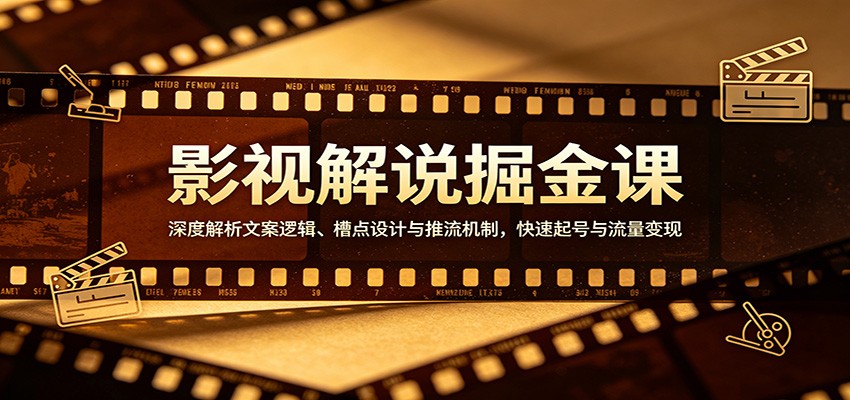 影视解说掘金课：深度解析文案逻辑、槽点设计与推流机制，快速起号与流量变现-68资源