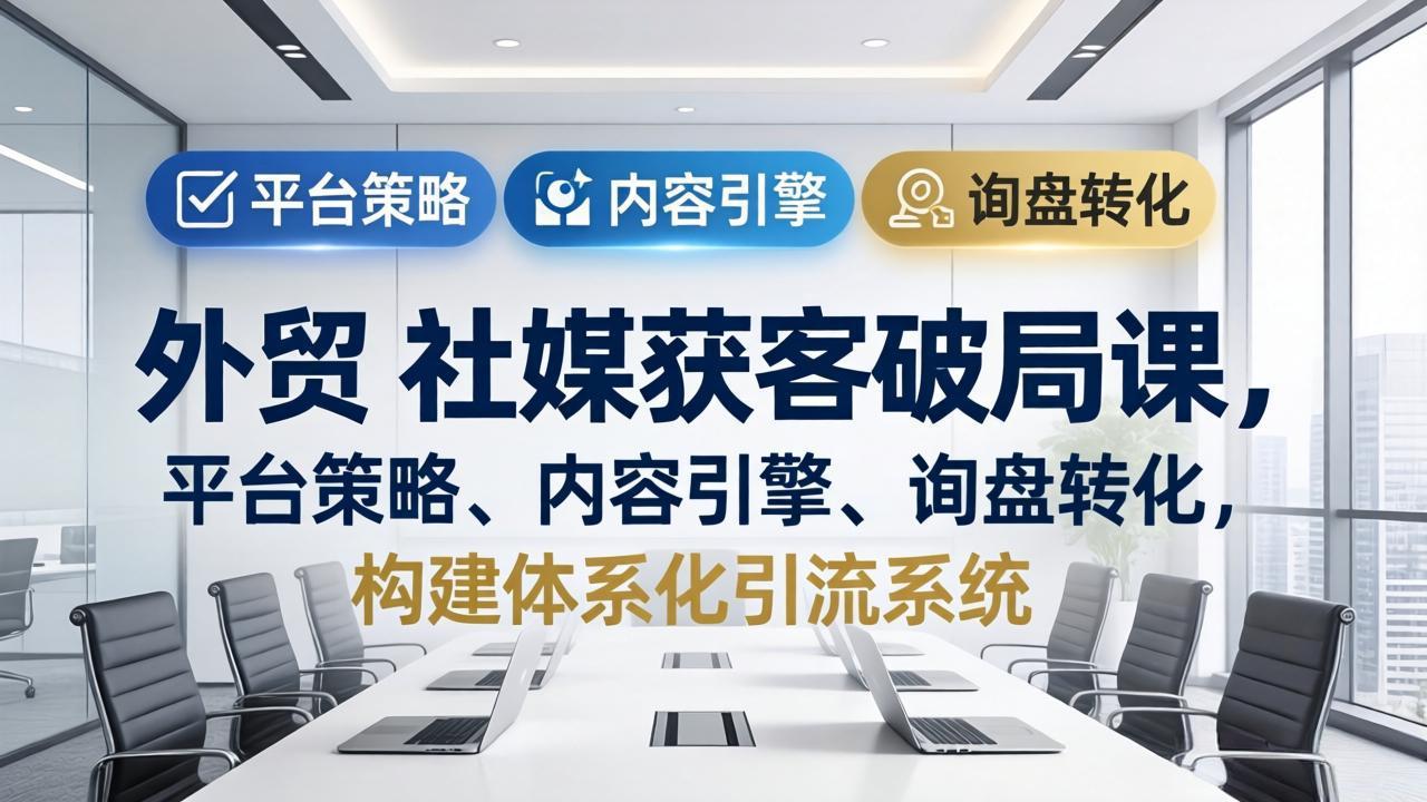 外贸 社媒获客破局课，平台策略、内容引擎、询盘转化，构建体系化引流系统(更新26年3月-68资源