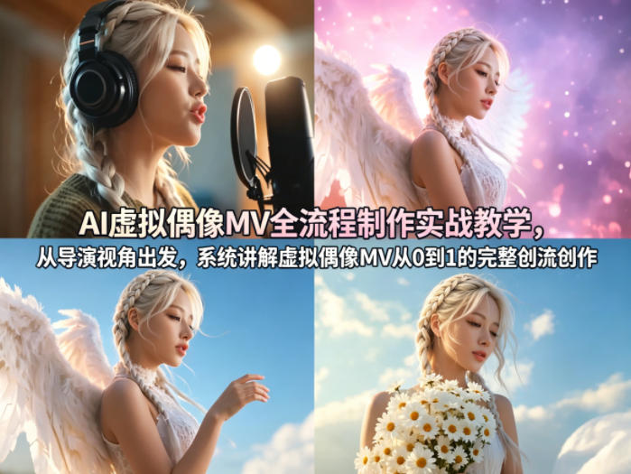 AI虚拟偶像MV全流程制作实战教学，从导演视角出发，系统讲解虚拟偶像MV从0到1的完整创作流程-68资源