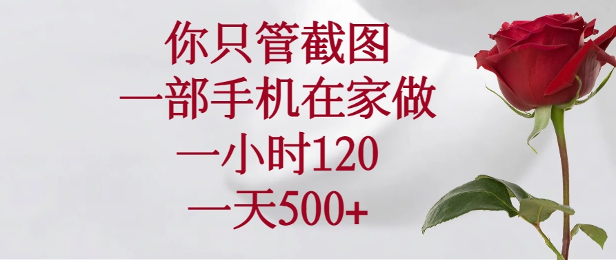 （14248期）你只管截图，一部手机在家做，一小时120，一天500+-68资源