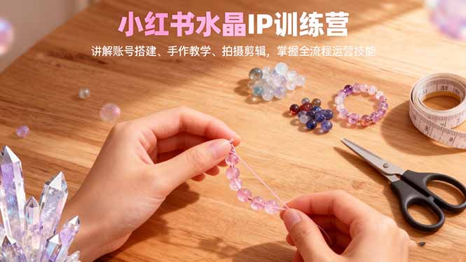 小红书水晶IP训练营，讲解账号搭建、手作教学、拍摄剪辑，全流程运营技能-68资源