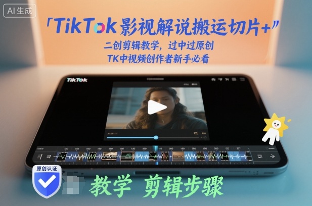 TikTok影视解说搬运切片+二创剪辑教学，过中过原创，TK中视频创作者新手必看-68资源