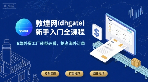 敦煌网(dhgate)新手入门全课程，B端外贸工厂转型必看，抢占海外订单-68资源