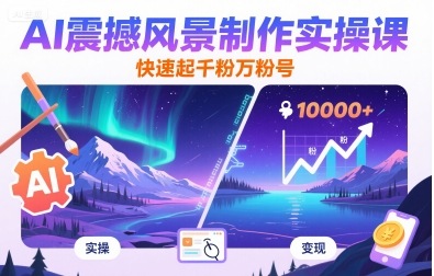 AI震撼风景制作实操课，快速起千粉万粉号-68资源