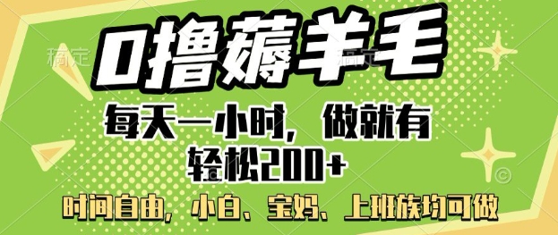 0撸薅羊毛，每天一小时，做就有轻松2张，小白宝妈，上班族均可做-68资源