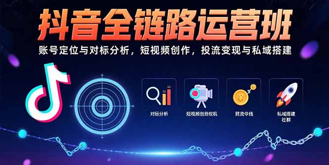 抖音全链路运营班：账号定位与对标分析，短视频创作，投流变现与私域搭建-68资源