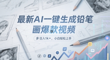 最新AI一键生成铅笔画爆款视频，多平台分发，日 入1k+，小白轻松上手【揭秘】-68资源