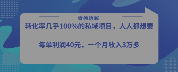 转化率最高的私域项目，每单利润40-50米，月入过1w-68资源