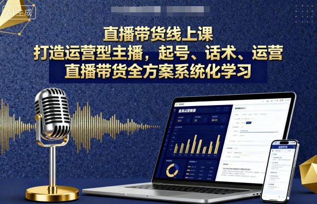 直播带货线上课，打造运营型主播，起号、话术、运营，直播带货全方案系统化学习-68资源