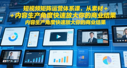 短视频矩阵运营体系课，从素材+内容生产角度快速放大你的商业结果-68资源