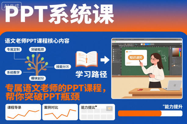 PPT系统课，专属语文老师的PPT课程，帮你突破PPT瓶颈-68资源
