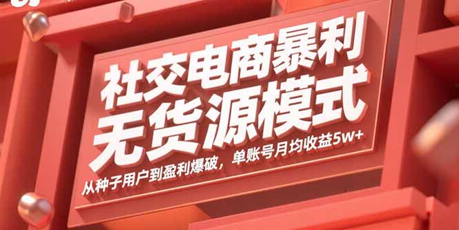 社交电商暴利无货源模式：从种子用户到盈利爆破，单账号月均收益5w+-68资源
