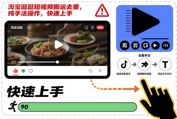 淘宝逛逛短视频搬运去重，纯手法操作，快速上手-68资源