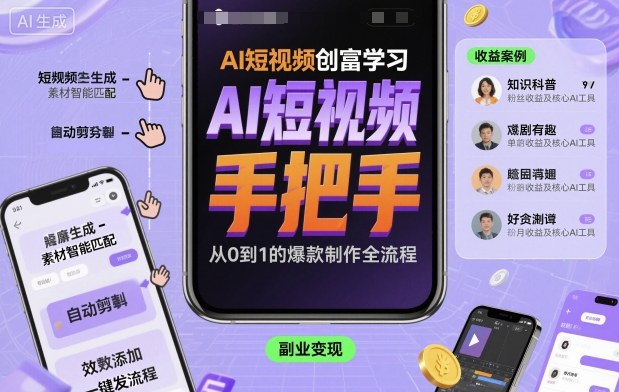 AI短视频创富学习，手把手教会你制作AI短视频-68资源