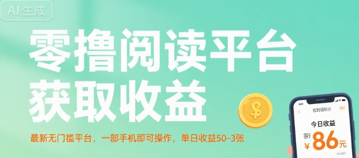 零撸阅读平台获取收益，最新无门槛平台，一部手机即可操作，单日收益50-3张【揭秘】-68资源