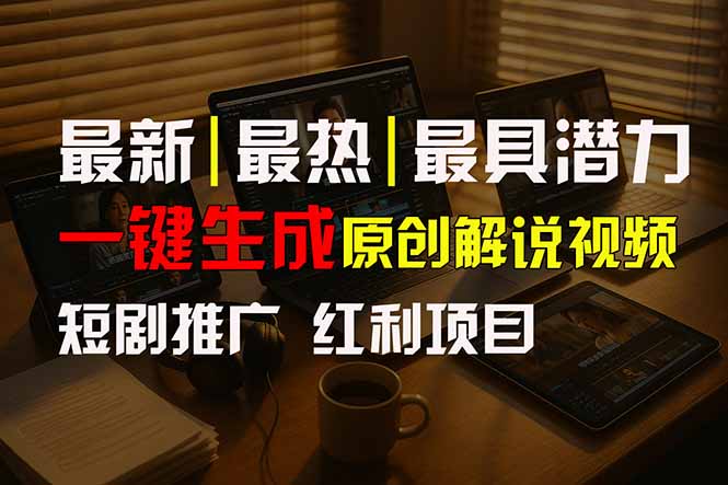 短剧推广新思路，AI一键生成原创解说视频，10分钟产出100条，30天赚了5.5w-68资源