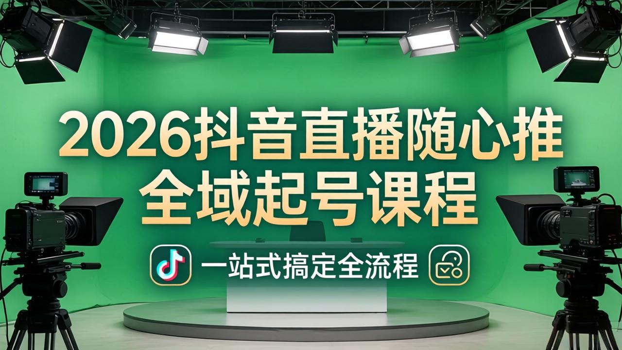2026抖音直播随心推全域起号课程：一站式搞定直播起号、稳号、放量全流程(更新4月-68资源
