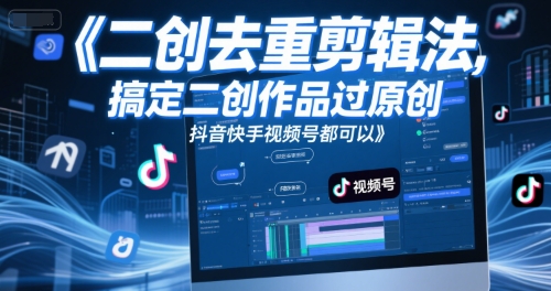 短视频二创去重剪辑法，搞定二创作品过原创，抖音快手视频号都可以-68资源