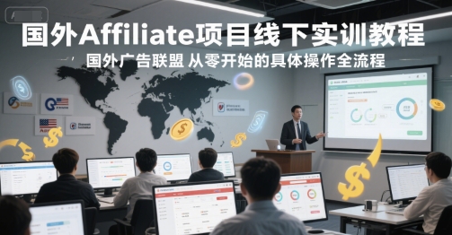 国外Affiliate项目线下实训教程，国外广告联盟从零开始的具体操作全流程-68资源