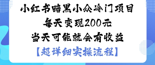 小红书暗黑小众冷门项目每天变现2张当天可能就会有收益-68资源