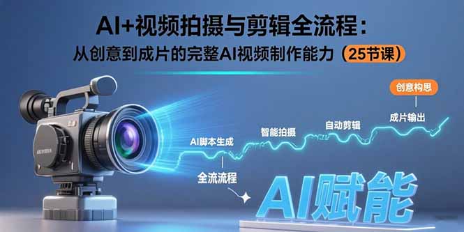 AI+视频拍摄与剪辑全流程：从创意到成片的完整AI视频制作能力(25节课-68资源
