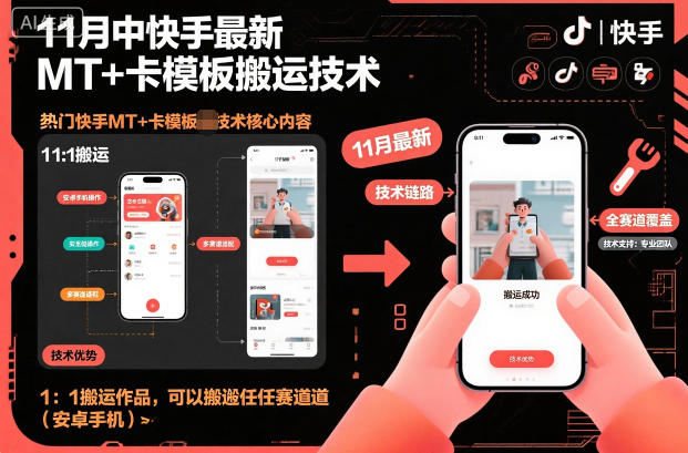 11月中快手最新MT+卡模板搬运技术，1：1搬运作品，可以搬运任何赛道(安卓手机)-68资源