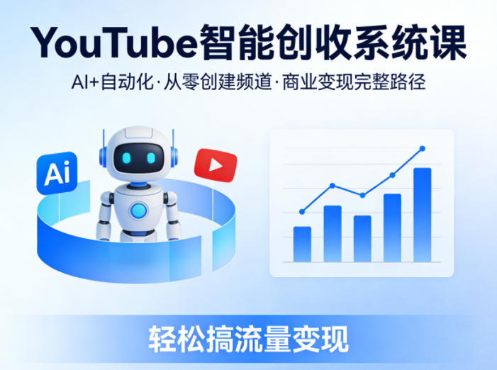 YouTube智能创收系统课，AI+自动化，从零创建YouTube频道并实现商业变现的完整路径，轻松搞流量变现-68资源