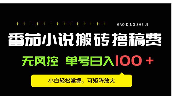 番茄小说创作人搬砖赚稿费，无风控单号日入100＋，小白轻松掌握，可矩…-68资源